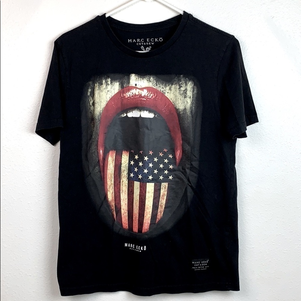 Marc Ecko America Flag USA black cotton Tee shirt